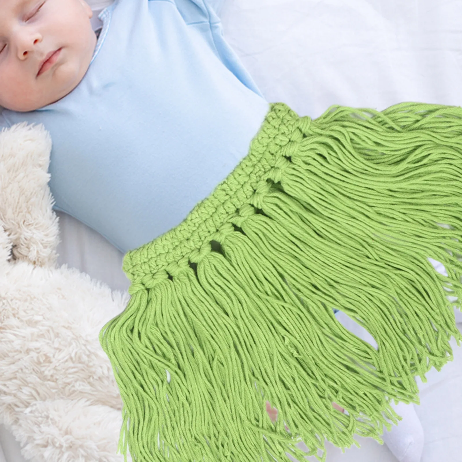 

1 set Baby Photoshoot Props Set Newborn Costume Knitted Grass Skirt Soft Acrylon Photography Outfits Festivals Clothes