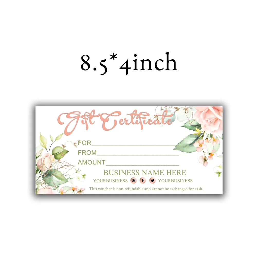 Customized Floral Gift Certificates, Personalized Modern, Beautiful Gift Certificates, Instant Customization