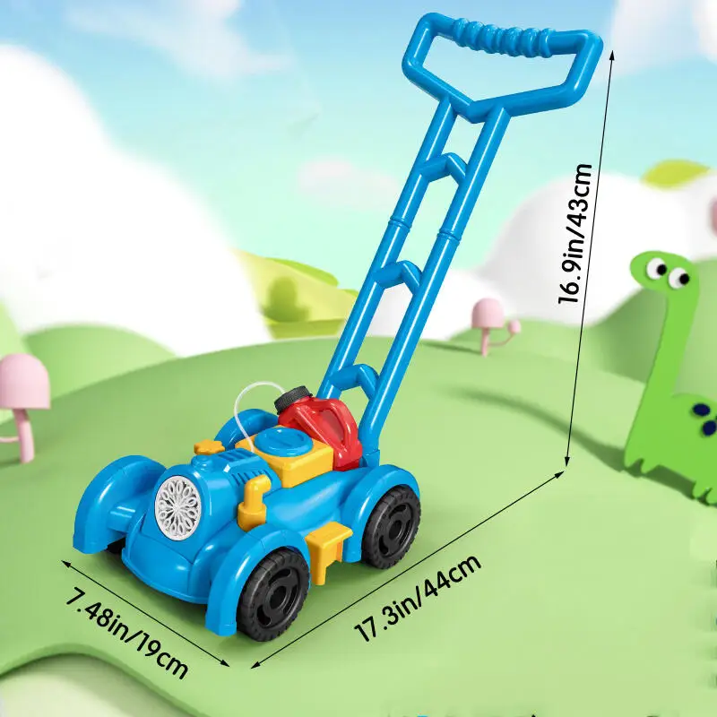 Carrinho automático de bolhas com luzes para crianças Carrinho de mão Soap Bubble Blowing Brinquedos ao ar livre Presentes de jogo Walker Cortador de grama de 12 furos