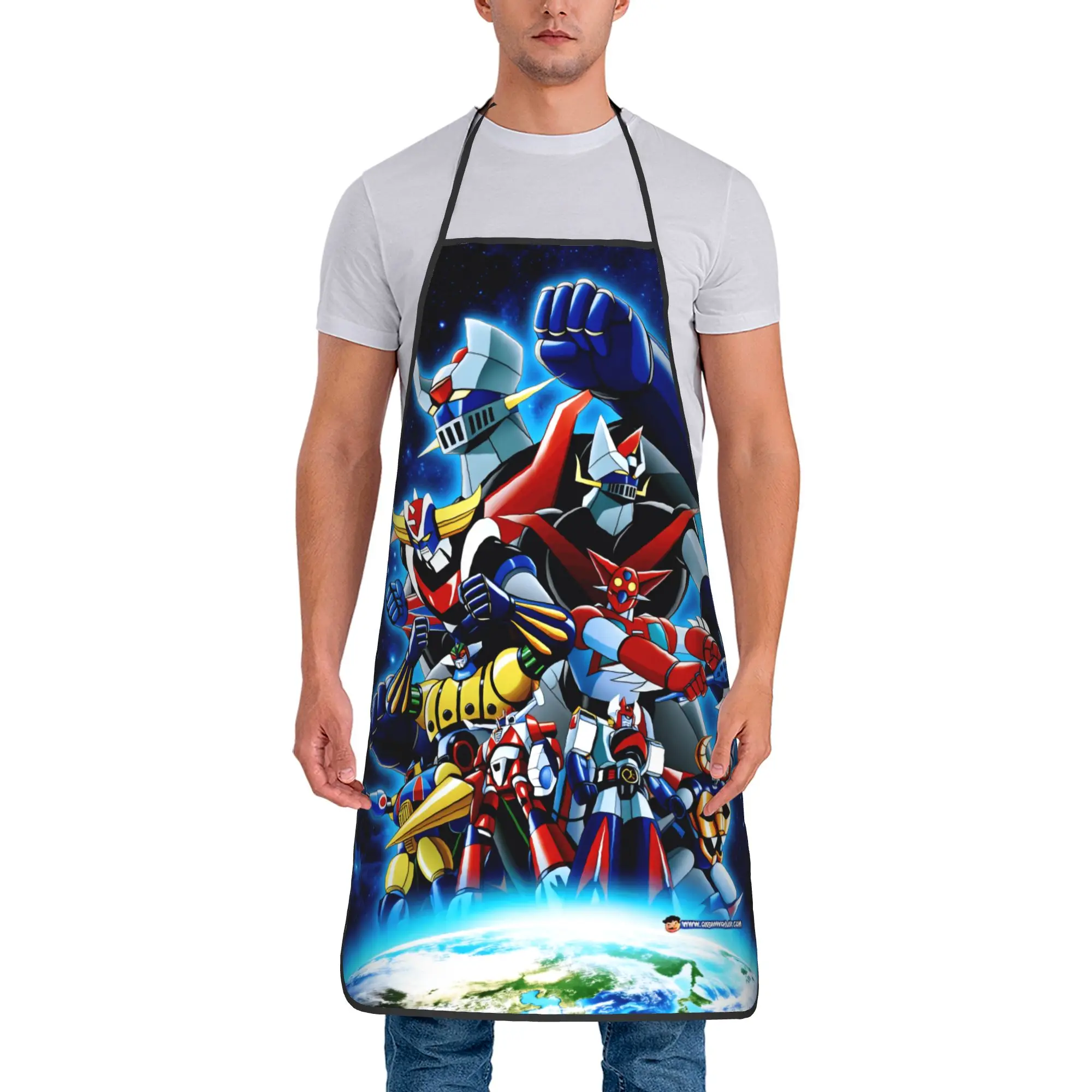 

Забавный мультяшный фартук Goldorak для взрослых, аксессуар для кухни и ресторана, без карманов