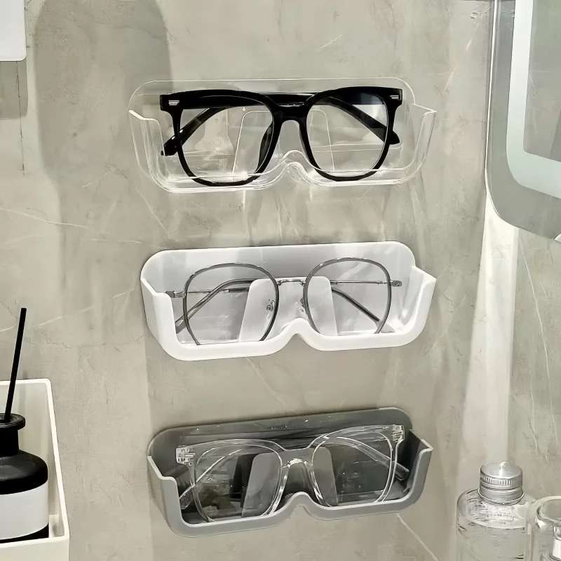 5 pcs Self-adhesive Glasses Storage Rack, Punch-free Wall-mounted Glasses Storage Box, Space-saving Sunglasses Holder