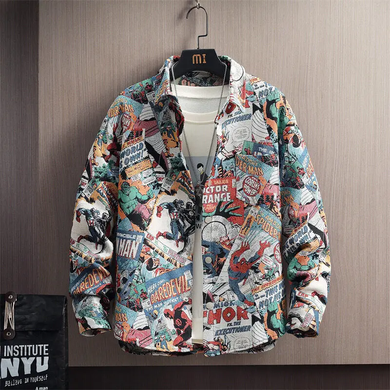 

2025 Spring and Autumn Hot selling Men's High quality Printed Shirt Fashion Casual Shirt Coat