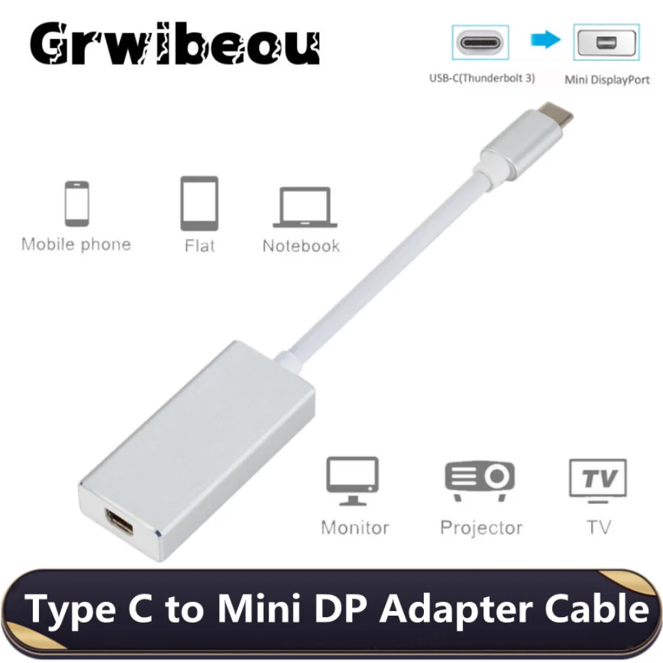 Adapter USB C na Mini DP Adapter USB type-c na Mini Displayport dla MacBook Pro Air ChromeBook Pixel IPad Pro Galaxy S8 /S9 więcej