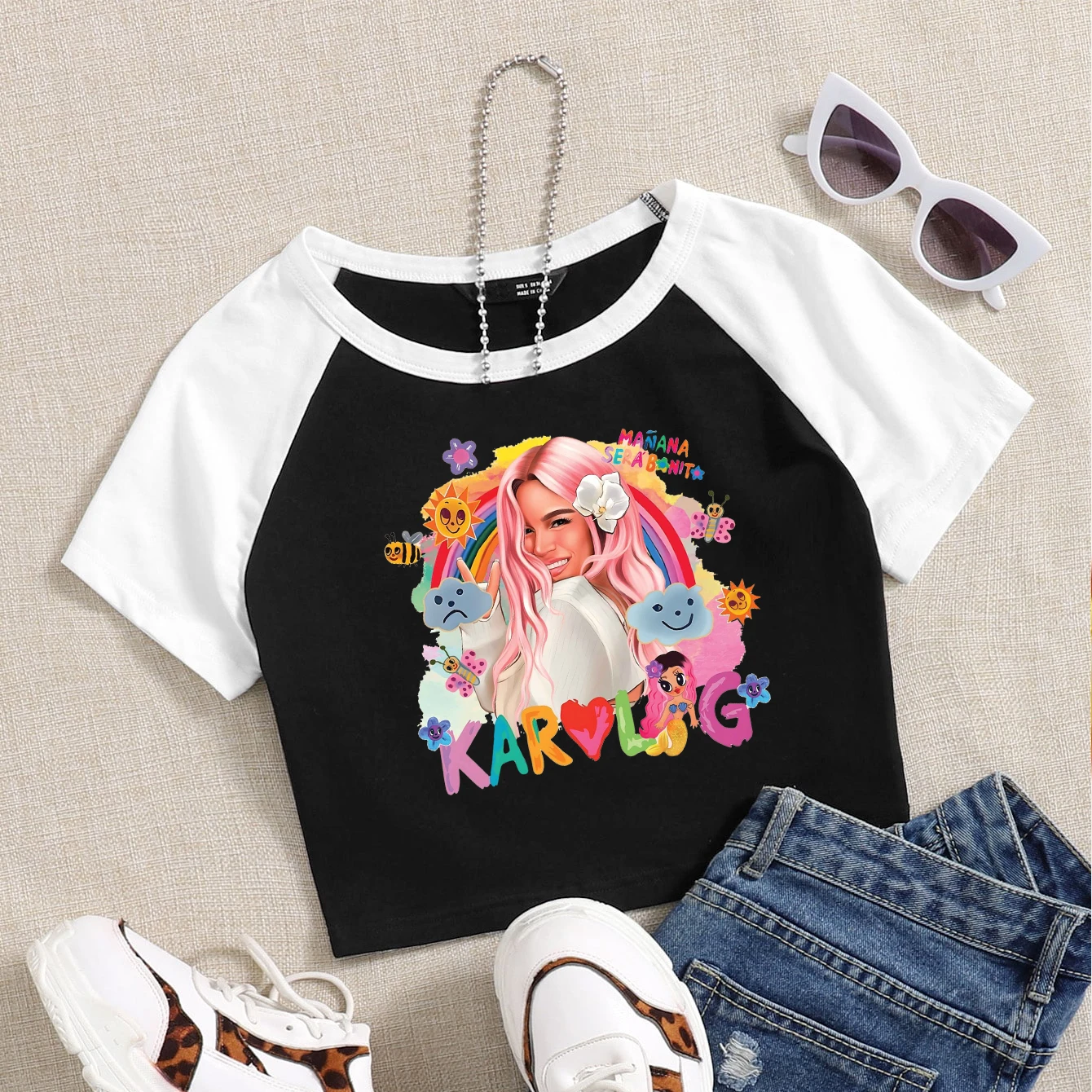 

Hot Karol G T-Shirt Manana Sera Bonito Short Sleeve Shirt Girls O-Neck Crop T-Shirt Fans Tops