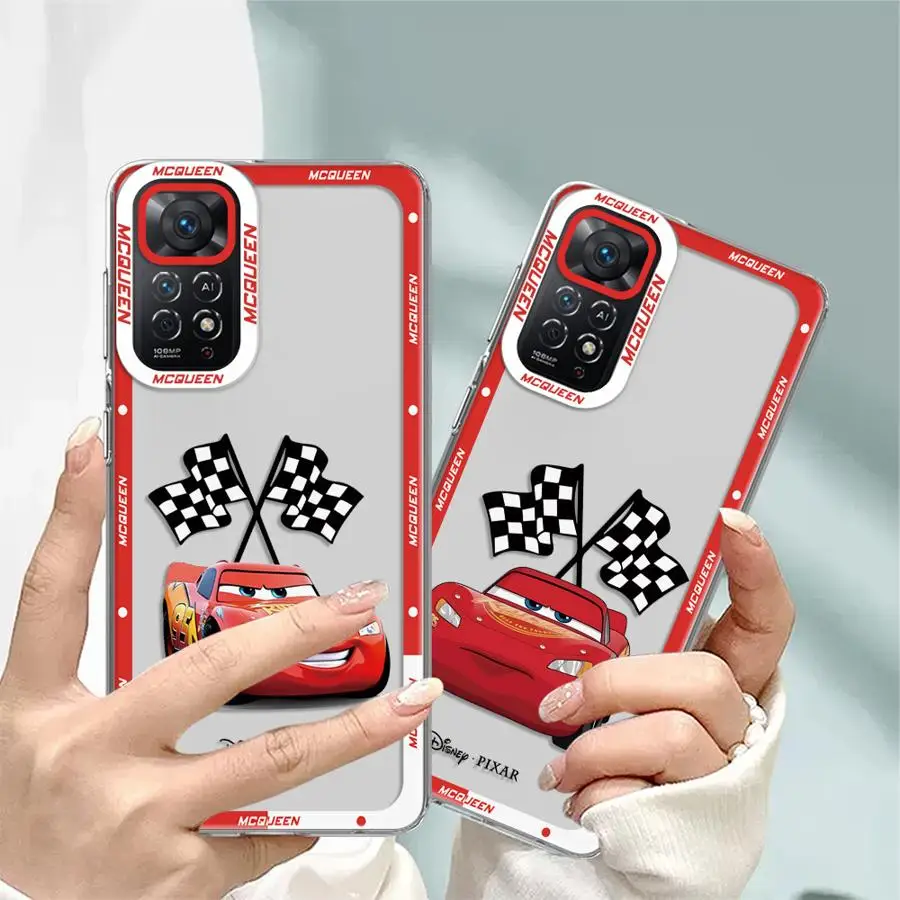 Disney Cute Lightning McQueen Clear Soft Case for Xiaomi Redmi Note 13 Pro 11 12 Pro 9T 10T 11S 9 Note 10 11s 12s 9s Cover Shell