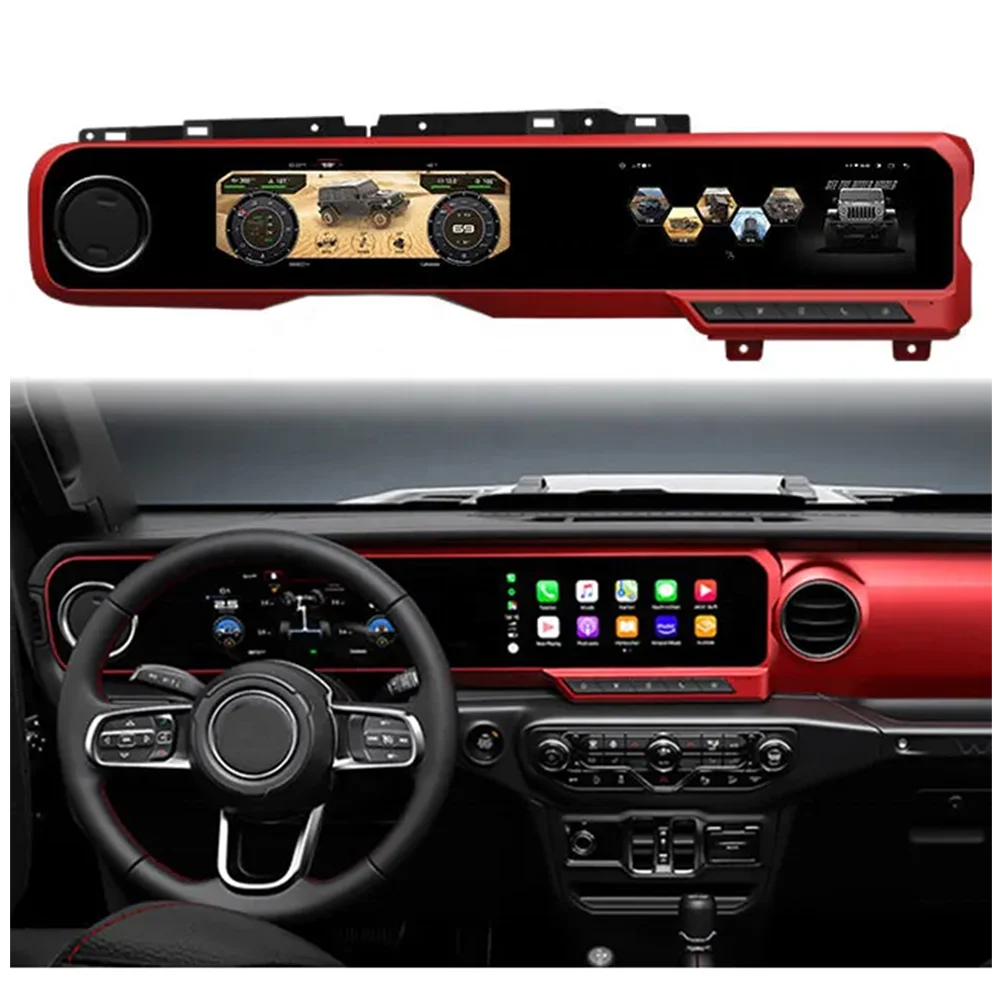 Android Car Radio+Digital Dashboard For Jeep Wrangler J-MAX JL Cluster Instrument Speed Meter Gps Navigation Carplay