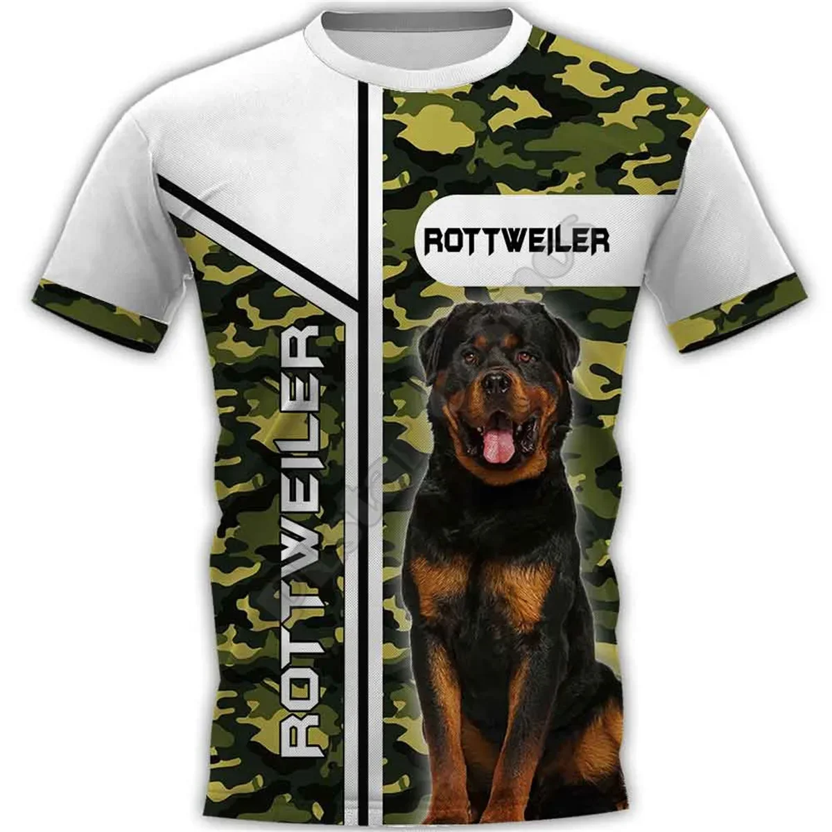 

PLstar Cosmos Camouflage Rottweiler 3D Printed t-shirt Harajuku Streetwear T shirts Funny Dog Men For Women Short Sleeve