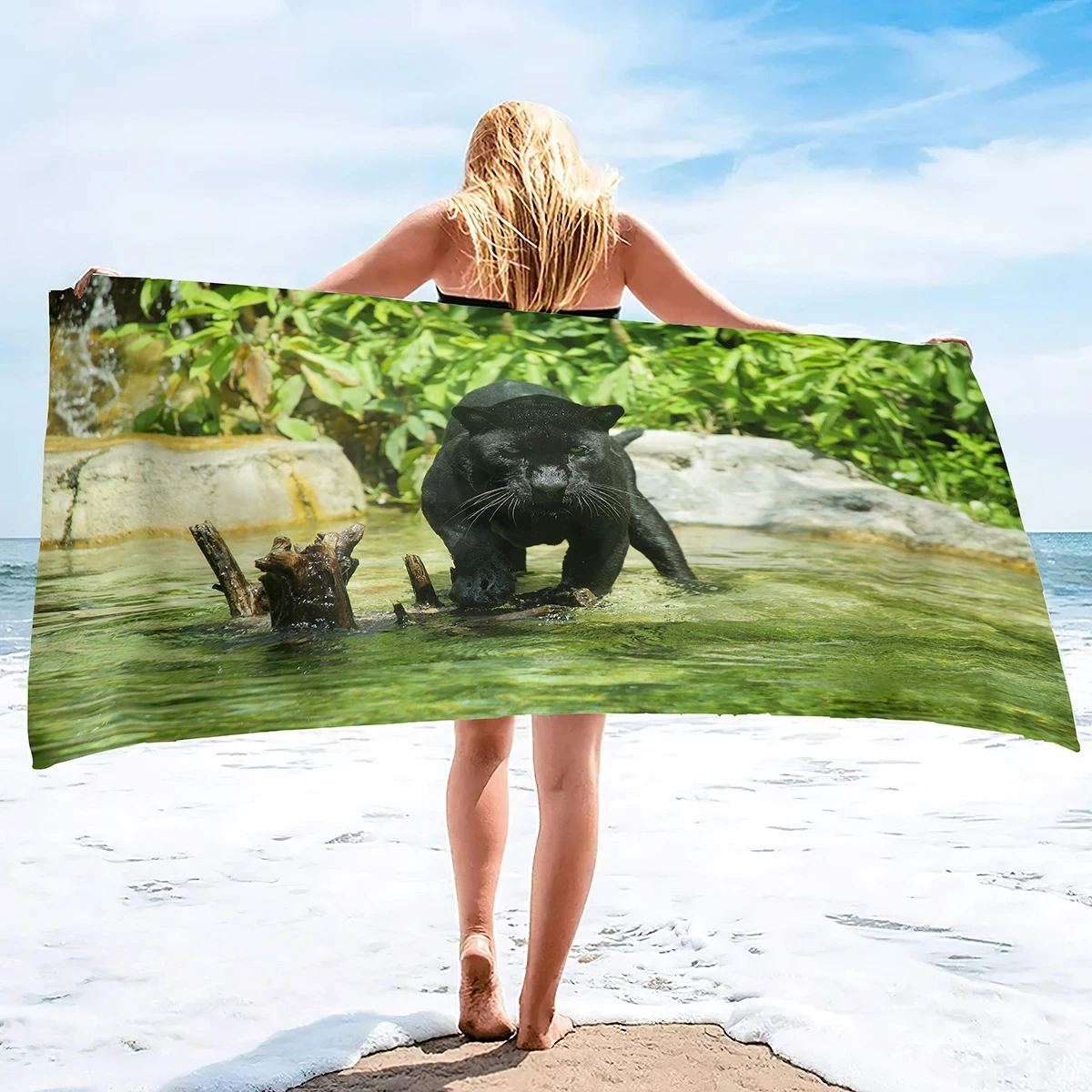 Black Panther Adult Kid Beach Towels Lightweight Absorbent Quick Dry Swimming Camping Holiday Beach Bath Towel Travel Gym Towel