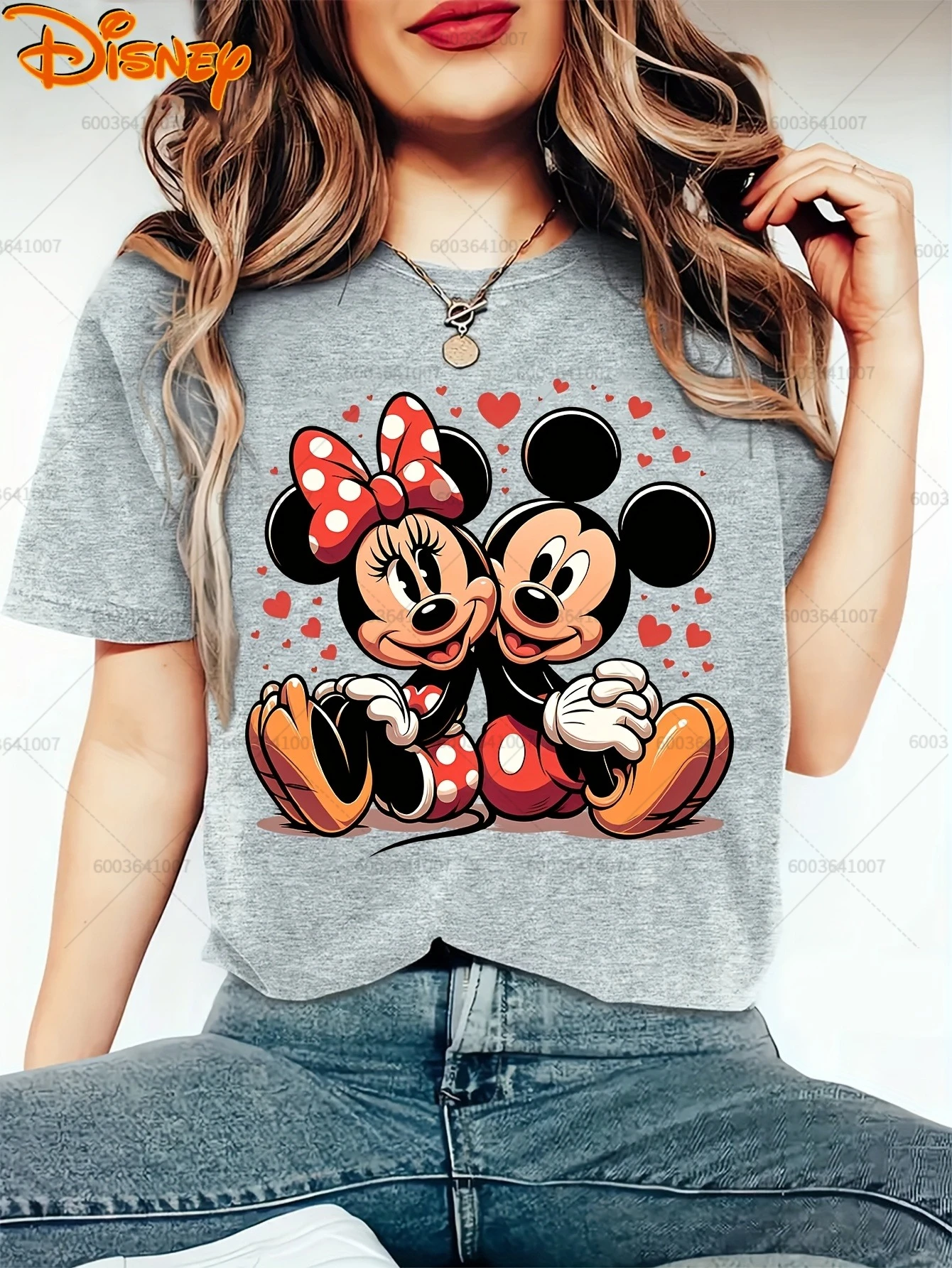 

Couple Disney Mickey &Minnie Mouse Women's Men Cotton T Shirt O-Neck Tees Unisex Women Clothing Streetwear Oversized Summer Tops
