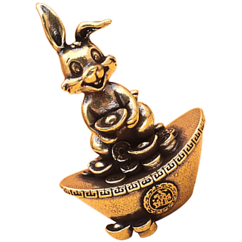 

Brass Retro Desktop Decor Exquisite Figurine Small Bunny Rabbit Statue Adornment Small Rabbit Decor