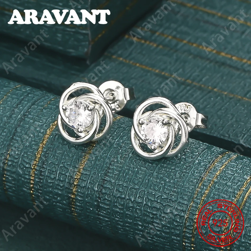 925 Sterling Silver Rotating Flower-Shaped Zirconia Earrings - Unique Gift For Women, Versatile For Events And Jewelry