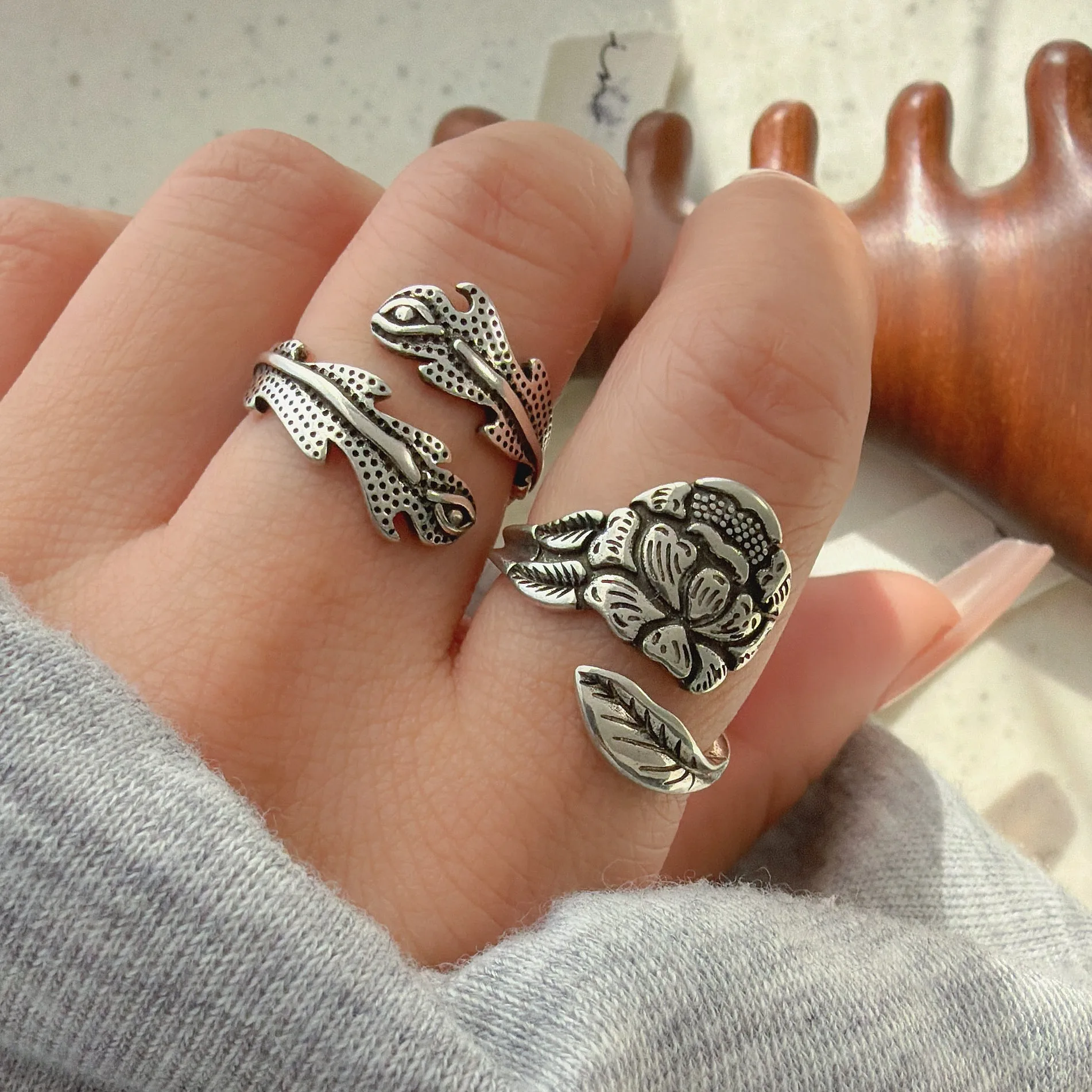 

925 Sterling Silver Rings for Women Couple Minimalist Handmade Simple Vintage Flower Ring Fine Jewelry Gift Prevent Allergy