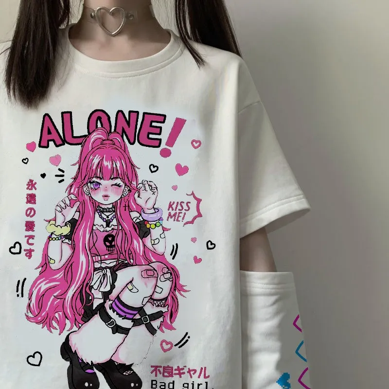 Gothic egirl Patchwork Long Sleeve Kawaii T-shirt Sexy Tops Tee Long sleeve y2k Casual Korean Style Shirts Popular ropa