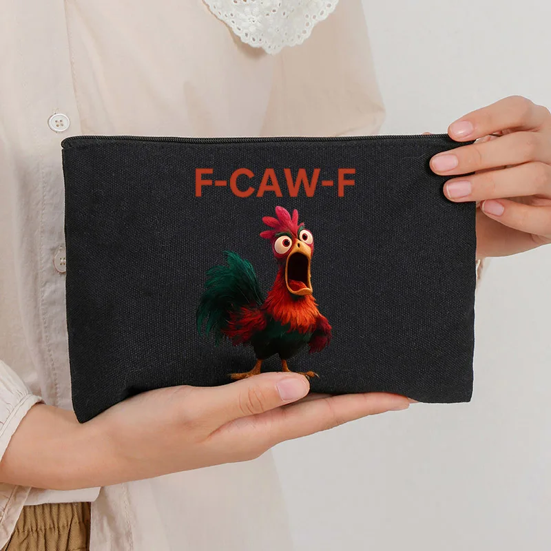 

F-Caw-F Funny Chicken F Caw F Rooster Meme Women Makeup Bag and Wash Bag Bath Pouch Travel Lipstick Bags Bachelorette Party Gift