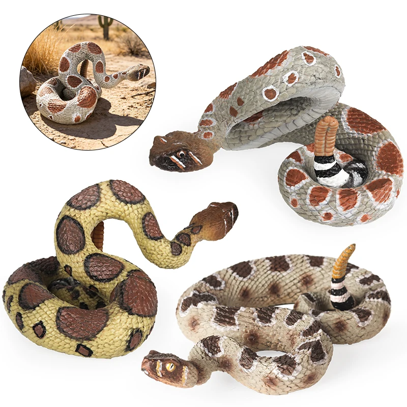 Oenux simulación desierto serpientes salvajes animales modelo serpiente cascabel salvaje Crotalus Atrox colección broma niños juguete regalo de Halloween