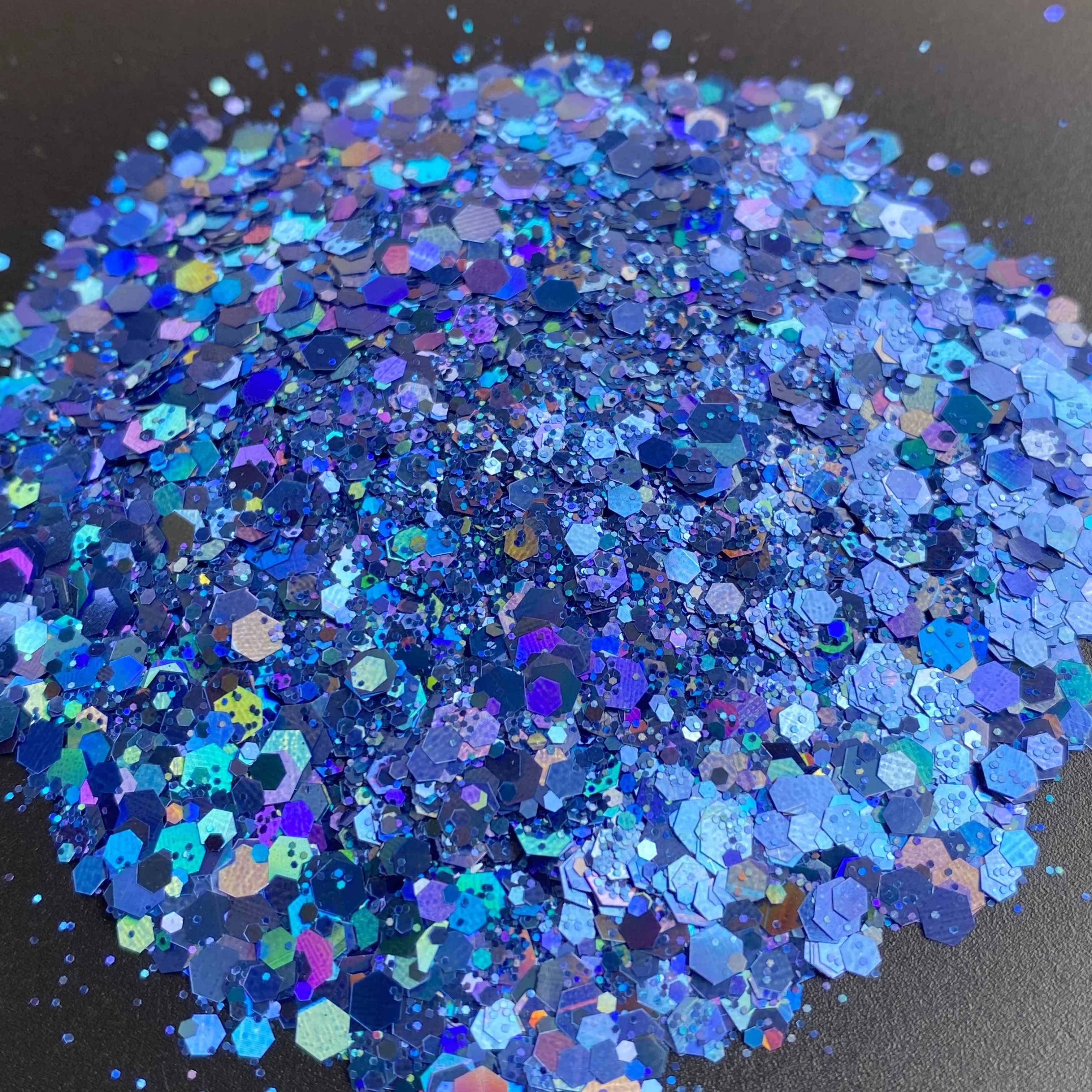 100g Big Bag Holographic Silver Mixed Glitter Color Shifting Chunky Craft Nail paillettes