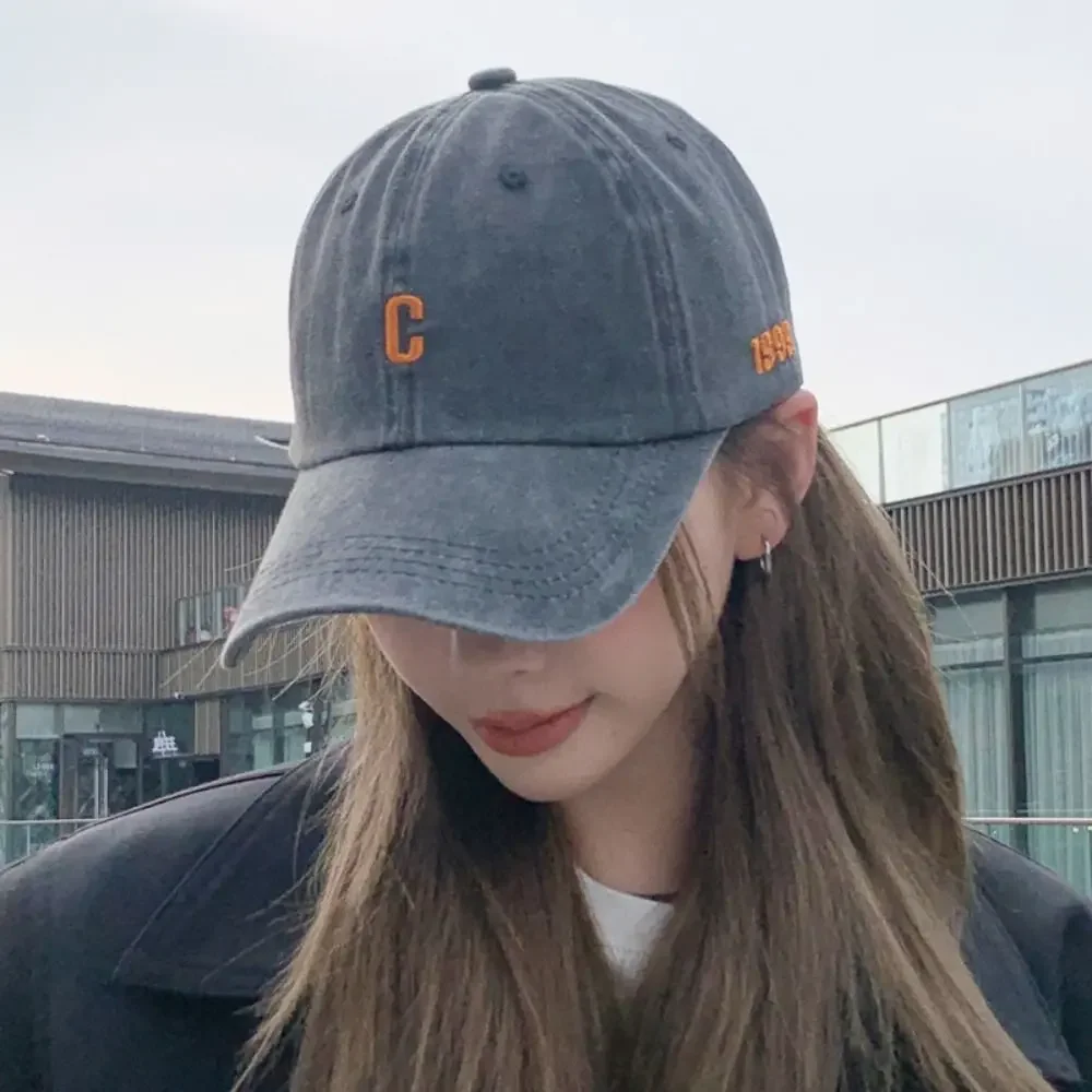 Vintage Letters C Embroidery Baseball Caps Adjustable Hip-hop Distressed Faded Cap Sunscreen Hats Man Women Outdoor Sports
