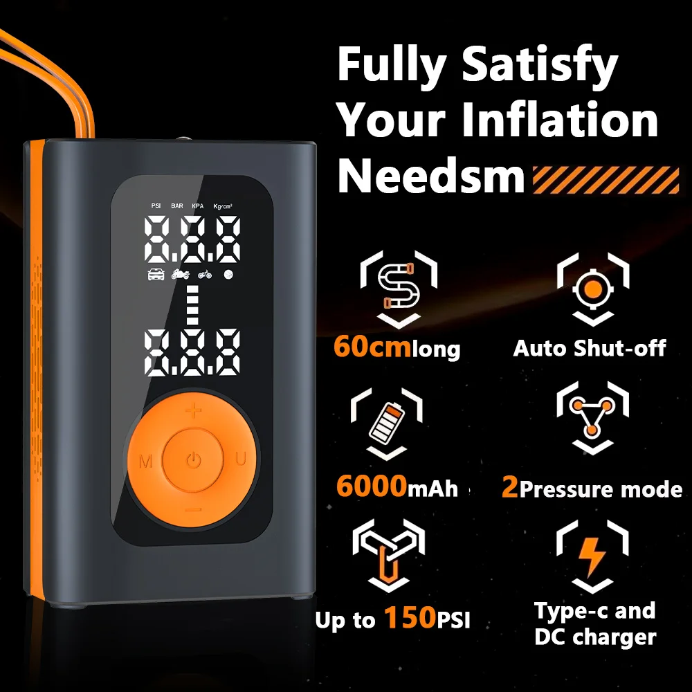 

New Rechargeable 12V Plastic Portable Battery Wireless Digital Mini Cordless Car Tire Inflator Air Pump Compressor Fast Inflate