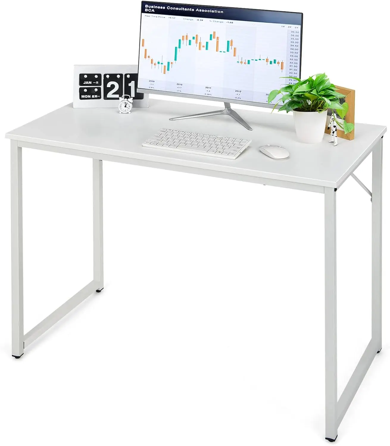 

Home Office Computer Desk, 40 H Modern Simple Writing Study Desk, Metal Frame Gaming Desk, Laptop Pc Workstation For Living
