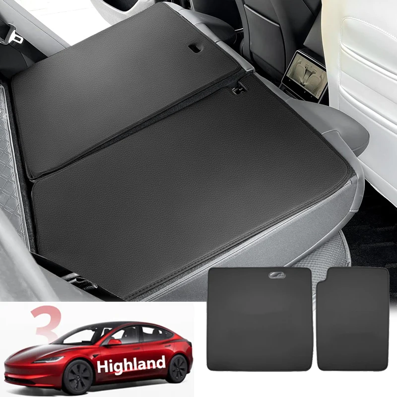 Rear Seat Back Pads for Tesla 2024-2026 Model 3 Highland Leather Second Row Seats Backrest Protector Anti Kick Pad Accessories