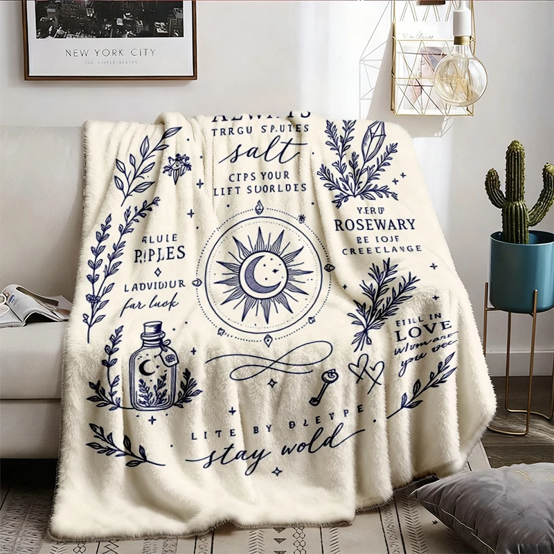 Midnight Margaritas Flannel Blanket, Witchy Garden Flannel Blanket, Salt Rosemary Lavender Flannel Blanket