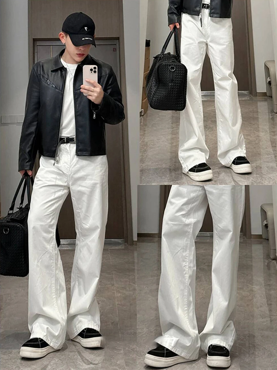 

Cleanfit White Flared Jeans Men's Loose Slimming Straight Leg Denim High Street American Sle Casual Autumn Jeans