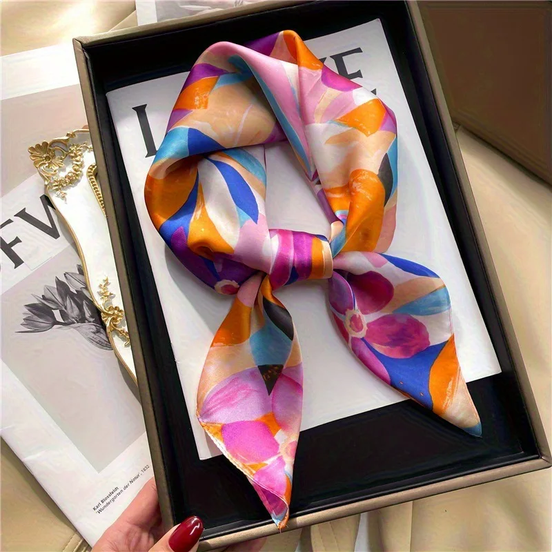 

Luxury Silk Scarf Neckerchief Women's Silk Square Scarf Purse Scarf for Women Designer Silk Feeling Headscarf
