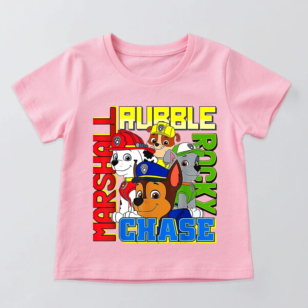 Paw Patrol Character Cartoon Dog Graphic Tee Casual Cotton Short Sleeve T-Shirt for Kids Toddler Boys Girls Summer Clothing
