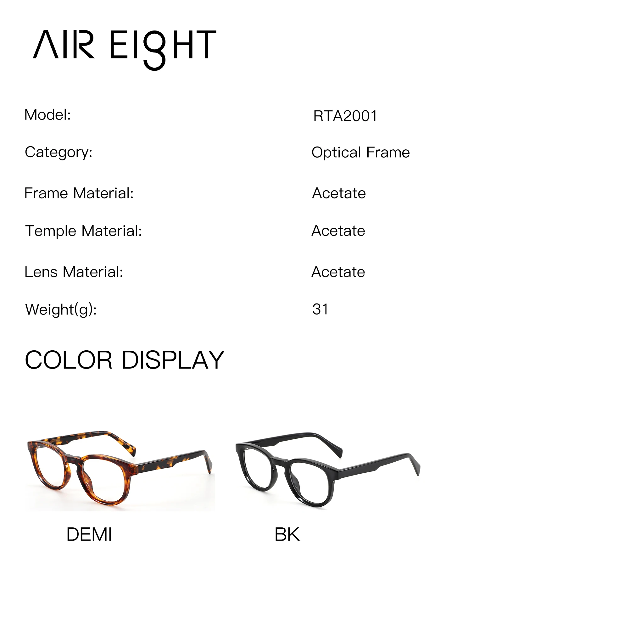 AIREIGHT XS Size Acetate Square Prescription Eyeglasses For Men Women Myopia Graduated Lenses Progressive Glasses