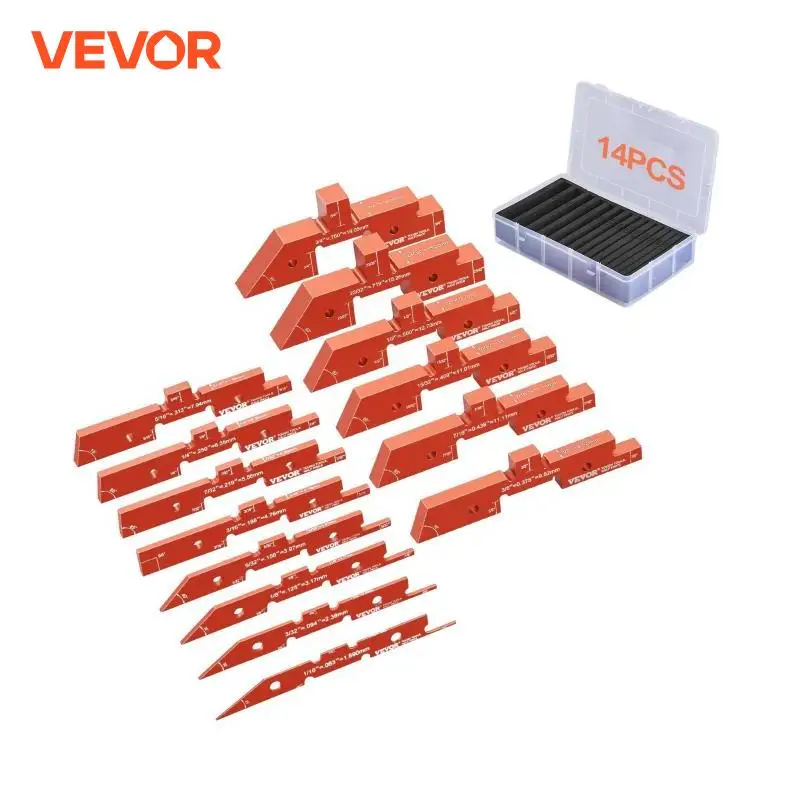 VEVOR Router Table Setup Bars 14pcs Precision Aluminum Setup Blocks Height Gauge Set for Measuring, Router Table Saw Accessories