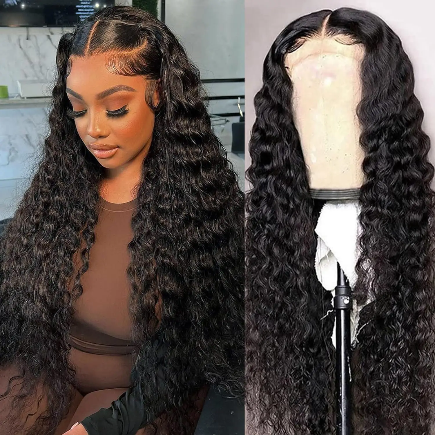 13x6 HD Lace Frontal Wig Deep Wave Frontal Wig 13X4 30 32 34 36 Inch Deep Curly Lace Front Wig Human Hair Lace Frontal Wigs