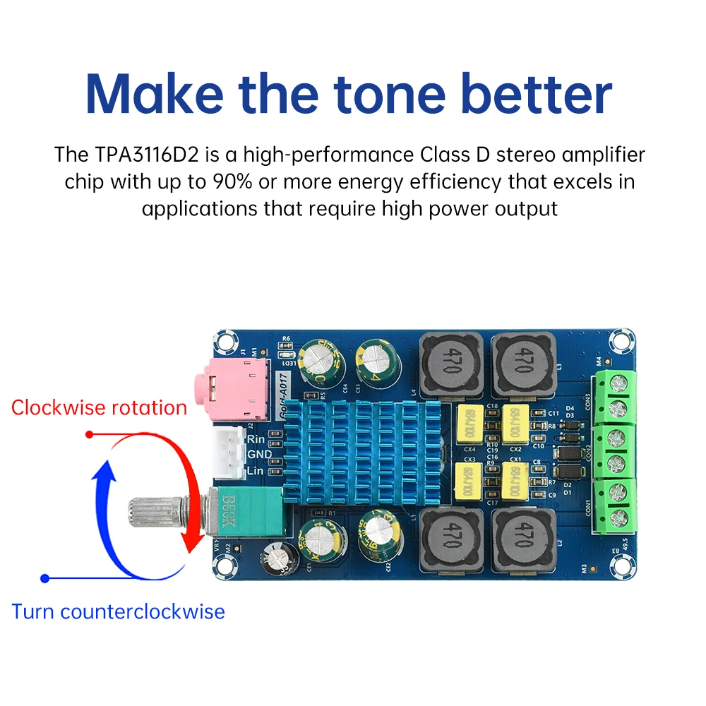 TPA3116D2 Audio Amplifier Board 50W+50W 2-Channel Class D Digital Stereo Sound AMP DC 8-24V For Home Theater TV Speaker DIY