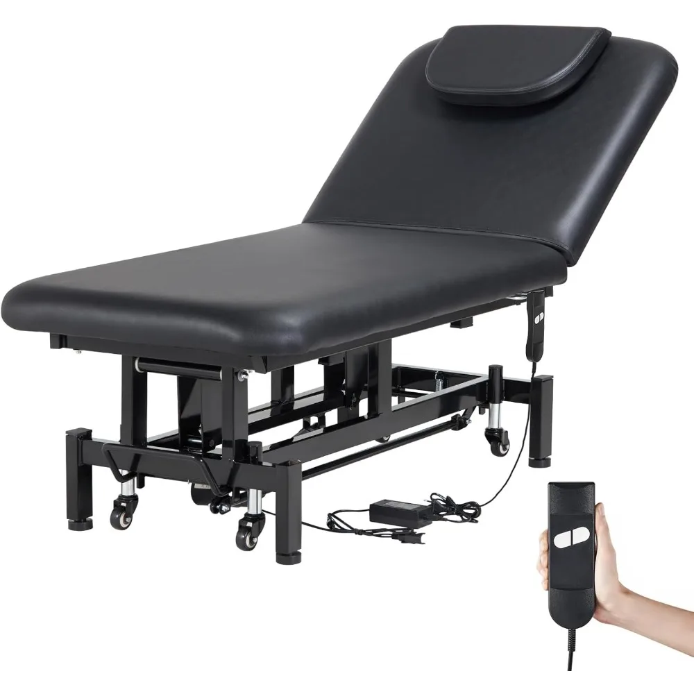 Massage Table, 0-45° Adjustable Backrest Medical Table Beauty Bed, Height Adjustable Tattoo Spa Table on Wheels, Massage Table