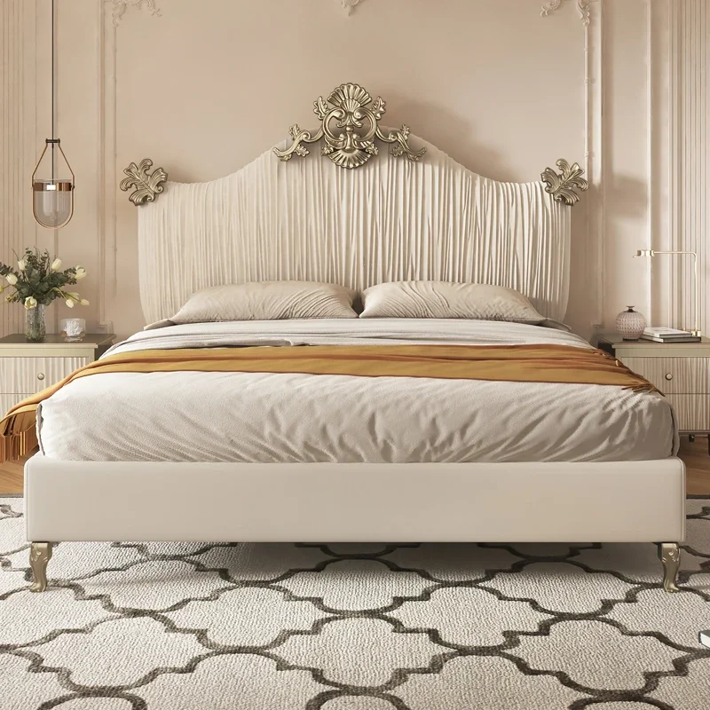 

French Light Luxury Bed Modern Simple Bedroom Wedding Minimalist Bed Double Aesthetics Unusual Beliche Lounge Suite Furniture