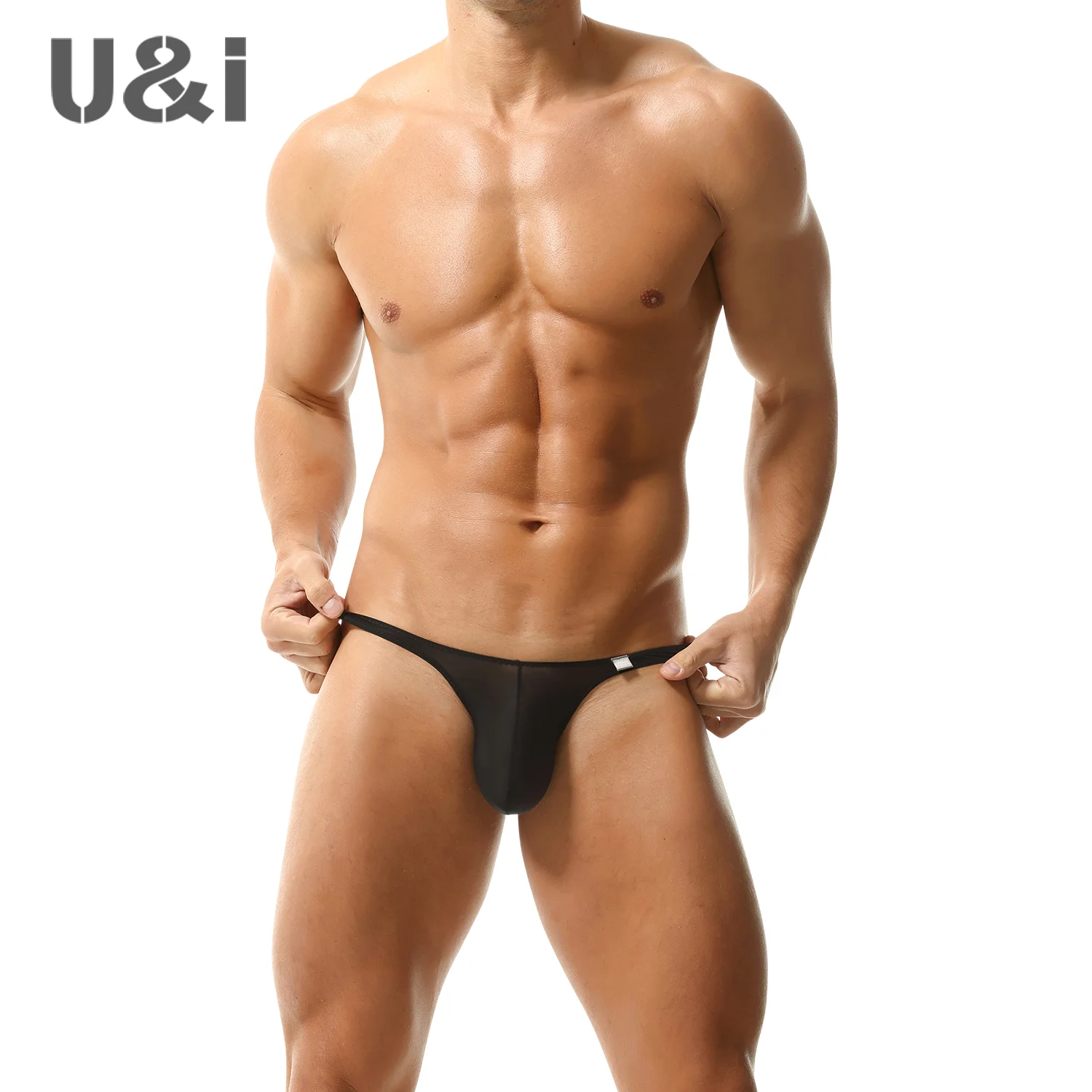 U&I underwear men's trend personality ultra-thin transparent nylon youth low-rise bumpy sexy men's briefs
