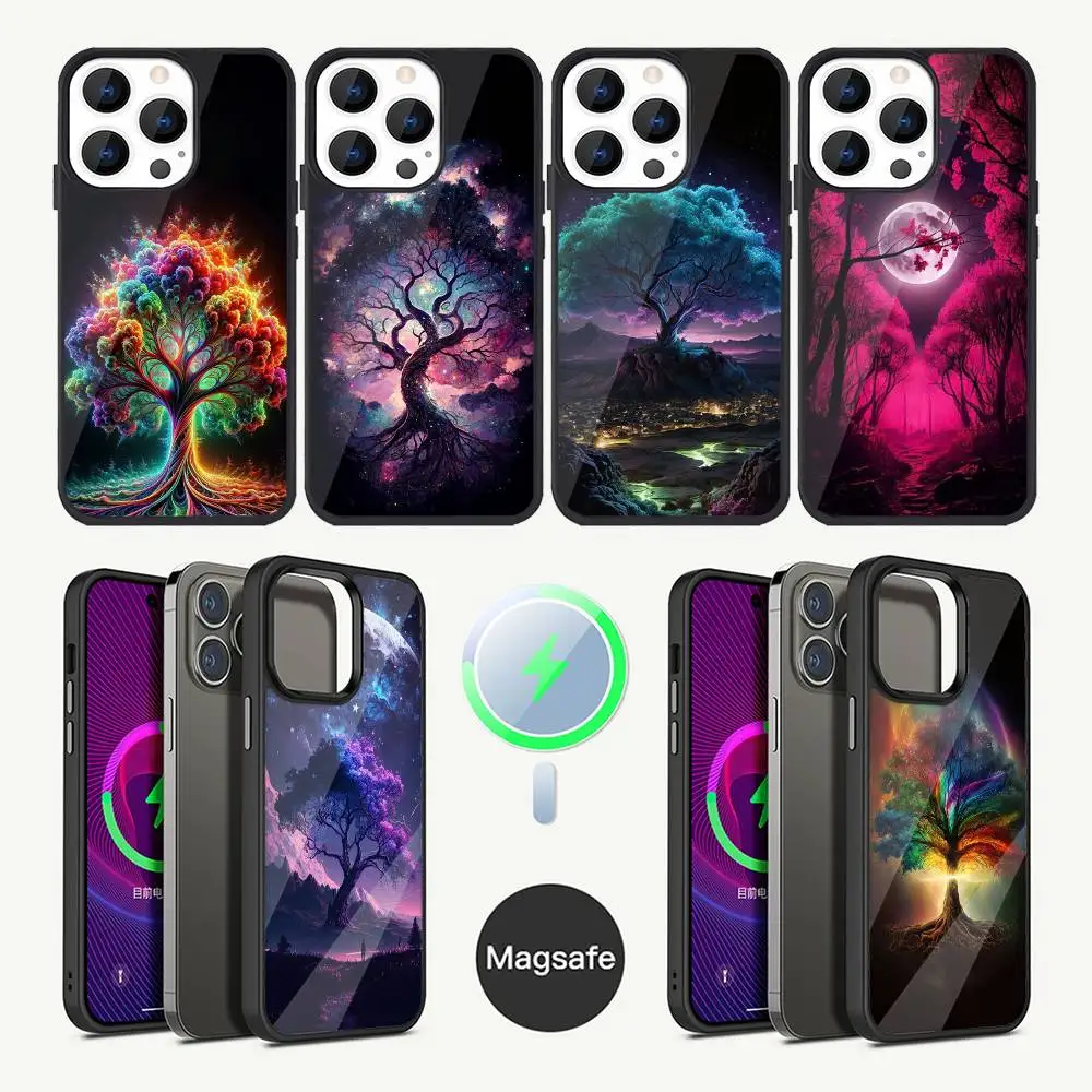 

Tree of Life Space Galaxy Stars Phone Case For iPhone 16,15,14,13,12,11,Plus,Pro,Max Mini Magsafe Magnetic Wireless Charging