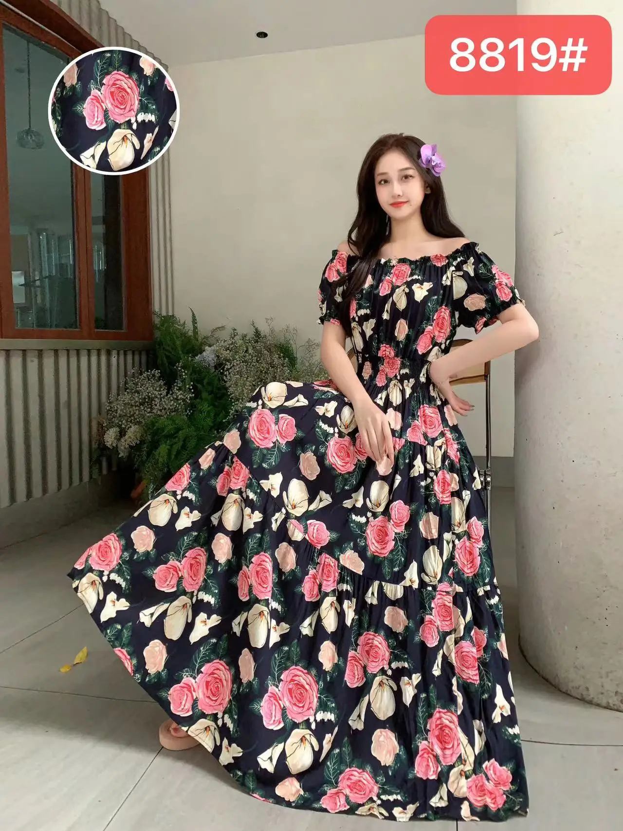 New Summer Indian Dress Women Clothes Ropa De Muje Boho Long Vintage Off-Shoulder Korean Fashion Casual Bohemian Floral Robe