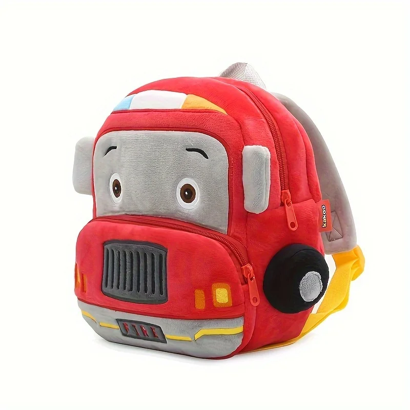 Preschool Toddler Plush Truck Car Bus Excavator Backpack,Cute Plush 3D Cartoon Car Preschool Kindergarten Truck Mini Schoolbag