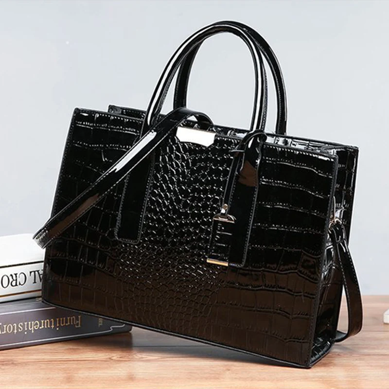 Luxe Handtassen Alligator Designer Pu Lakleer Crossbody Tas Voor Dames Tote Retro Dames Messegner Schoudertas Bolsa