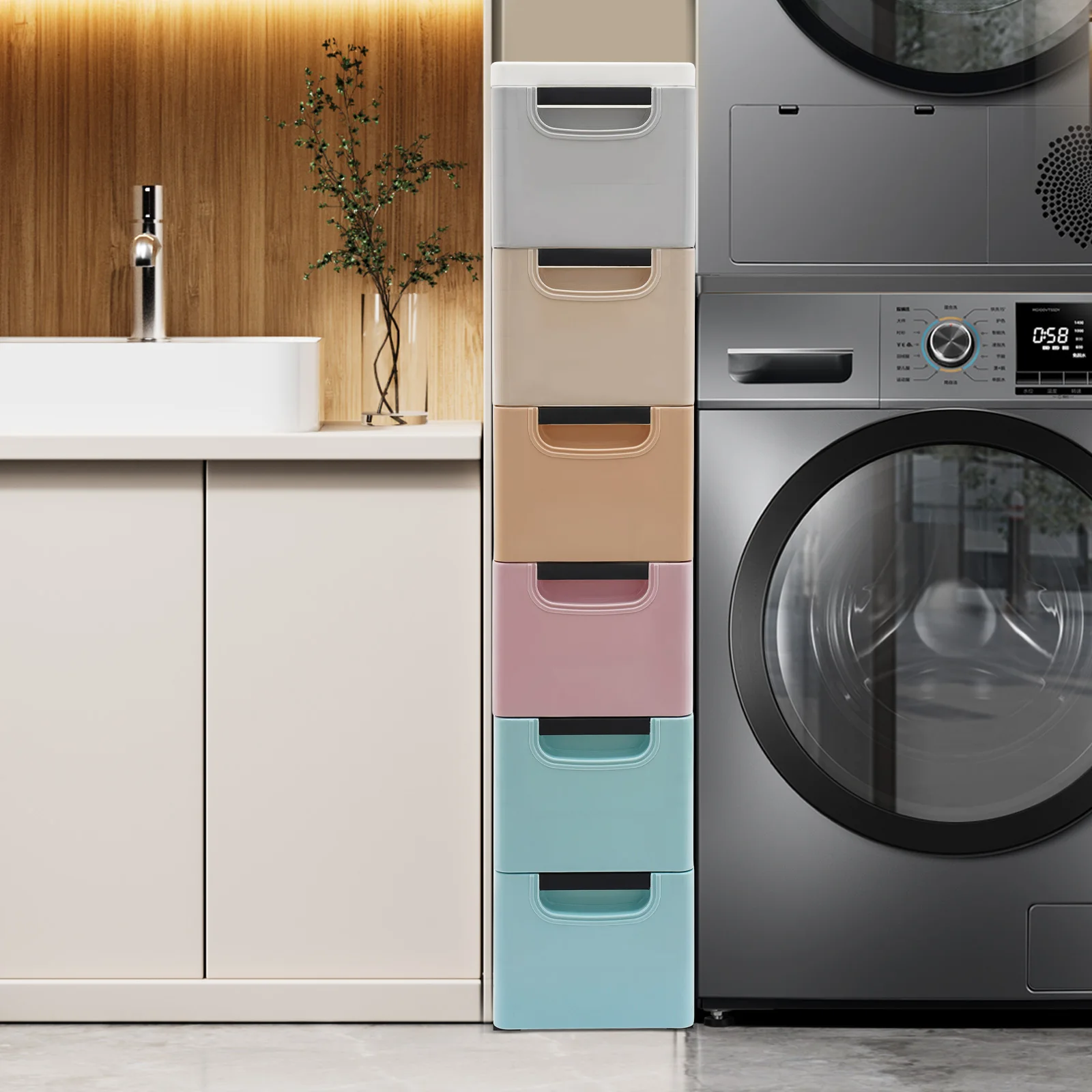 خزانة تخزين ضيقة ذات 6 أدراج، منظم موفر للمساحة للمكتب المنزلي وغرفة النوم والمساحات الصغيرة مع أدراج منزلقة ناعمة