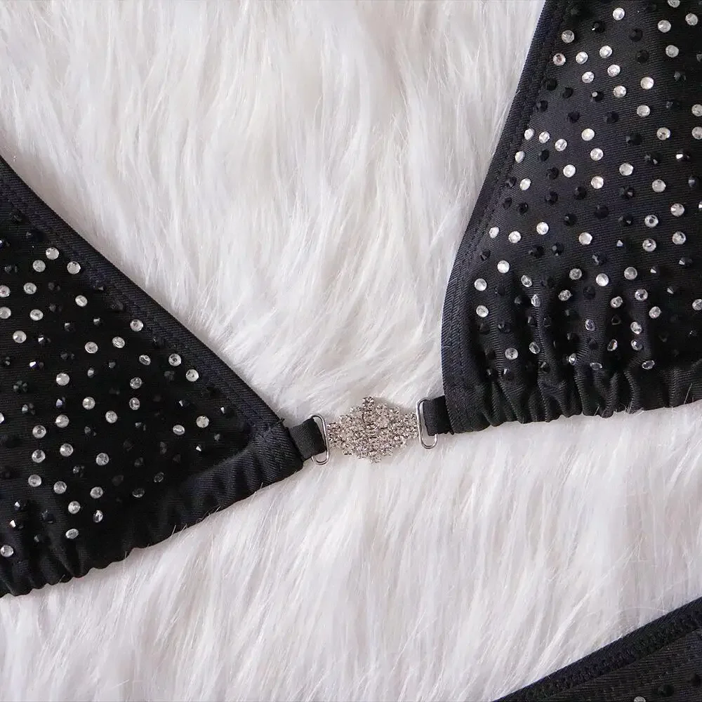 6 Colors Sexy Bikini Women Hollow Rhinestones Chain Halter Swimwear Swimsuit Bikinis Set Bathing Suit Beach Bikini Luxe Female
