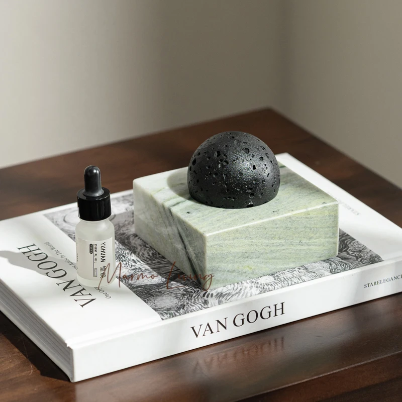 Black Lava Rock Stone Diffuser with Marble Base, Luxury Essential Oil Diffusers for Home Offices Yoga Sauna SPA