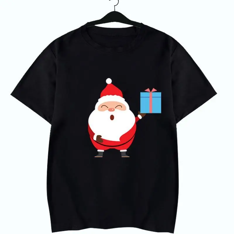 Koszulka świąteczna dla par na Wigilię 2025, z motywem choinki i łosia, z krótkim rękawem, luźna, z krótkim rękawem, dla kobiet i mężczyzn.