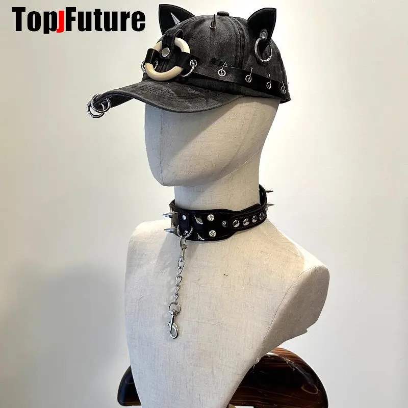 women Men Harajuku Gothic Punk bracelets streetwear Subculture Y2K Girl steampunk Collar Rivet choker spike bracelets chokers