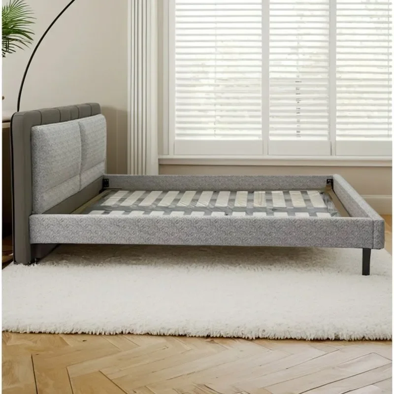 Fabric bed cotton and linen bed modern simple master bedroom backpack double bed