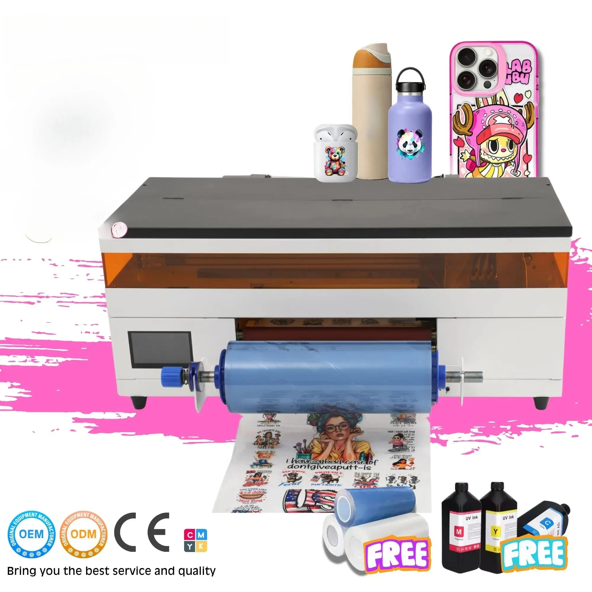 Factory Direct Sale 30cm UV Printer Roll to Roll Digital Small UV DTF Printer Printing Machine With Laminator All in One