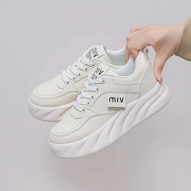 

Size Normal Leather Retro Shoes Women Boots Woman Heel Thick Casual Sneakers Sports Tenisky Basctt Kit Twnis