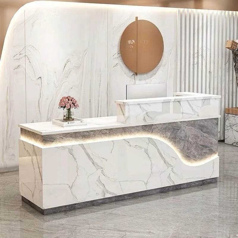 Reception desk Clothing store checkout page Corner bar Luminous light strip counter