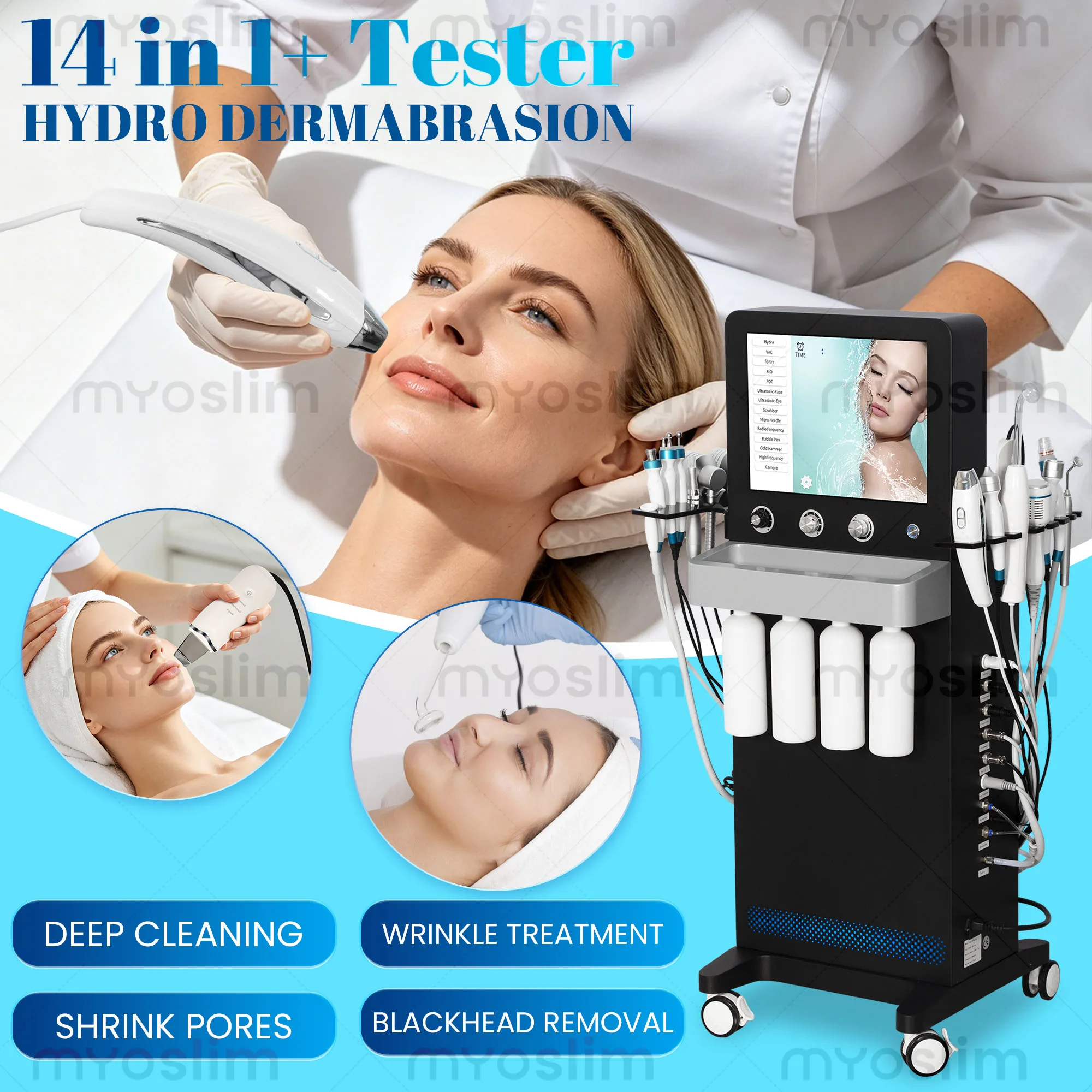 14 in 1 Ultrasonic Skin Cleansing Device Pore Cleanser Blackhead Removal Facial Lifting Facial Analysis Beauty Instrument