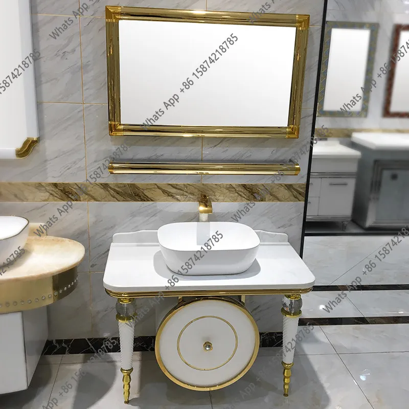Customized stainless steel bathroom cabinet combination bathroom waterproof washbasin intelligent floor European washbasin